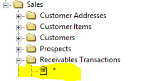 Smartlist of Receivable Transactions