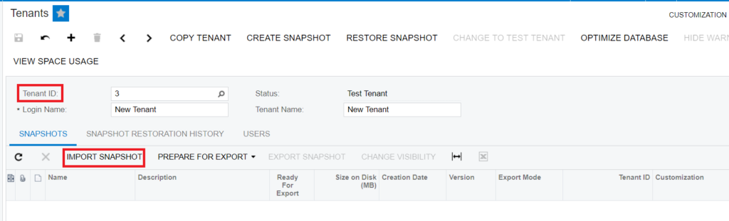 Acumatica Tenant