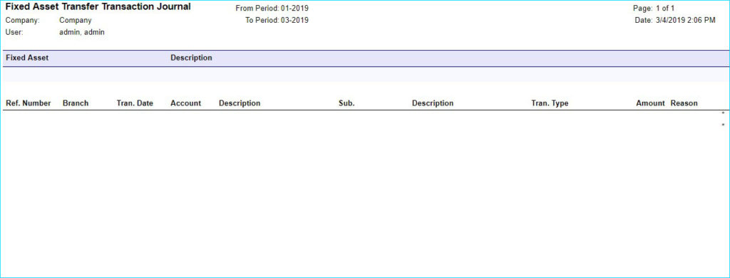 Fixed Asset Transfer Report Error