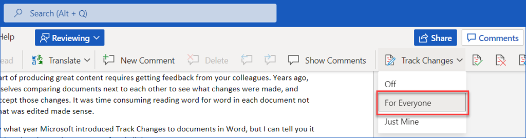 Tracking Your Own Changes In Microsoft 365 Word Online