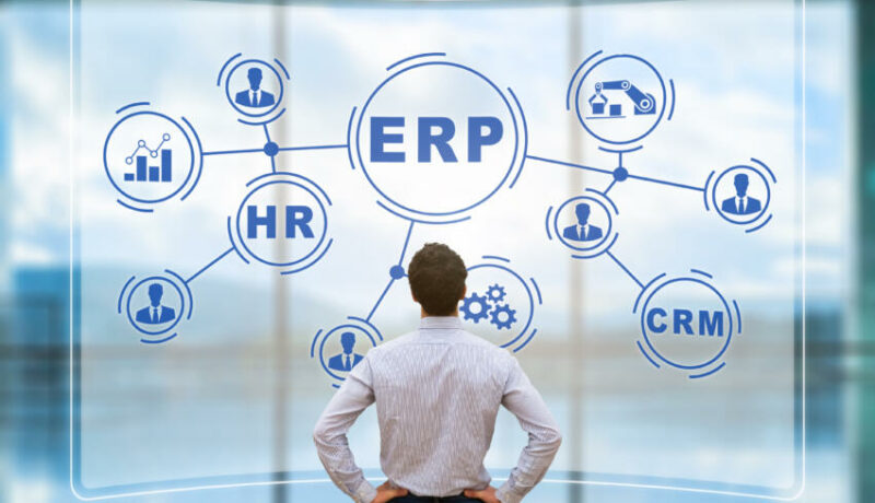 a visual of erp software integration bringing different parts of a business together