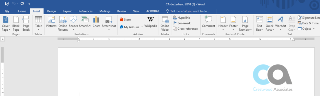Insert Header in Microsoft Word