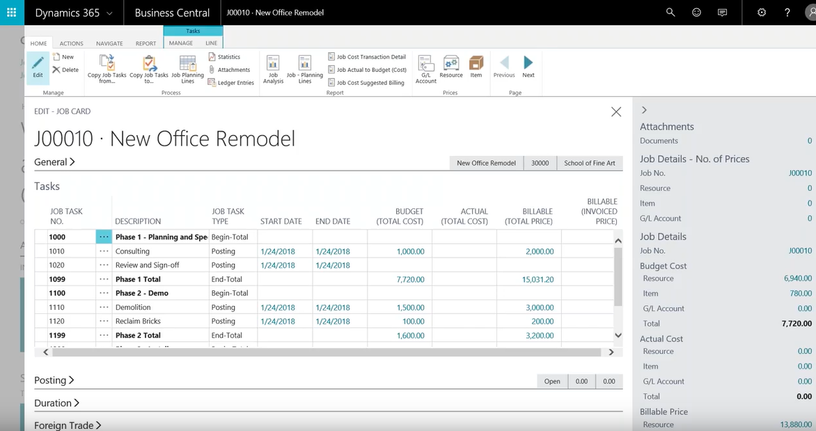 Jobs and Project Accounting in Dynamics 365 Business Central ...