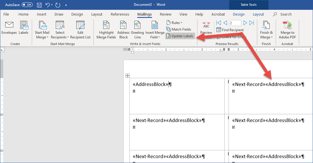 Office 365 - Mail Merge with Word