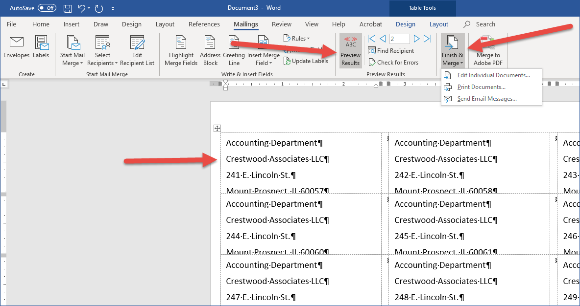 Office 365 - Mail Merge with Word