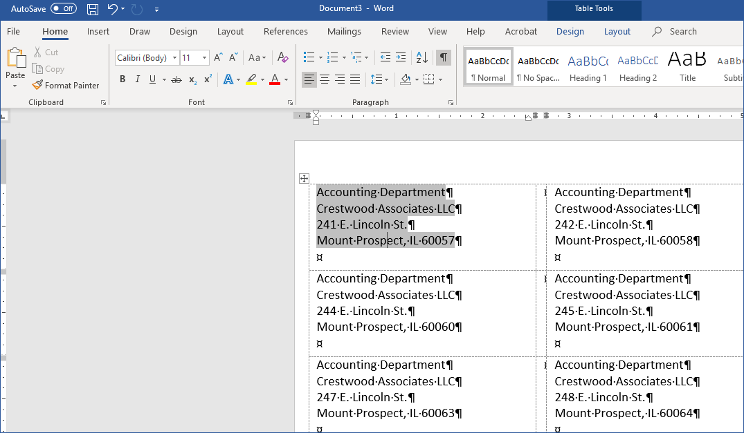 Office 365 - Mail Merge with Word