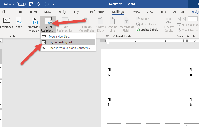 Office 365 - Mail Merge with Word